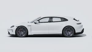 Vue extérieure de Taycan GTS Sport Turismo montrant le côté gauche de la voiture