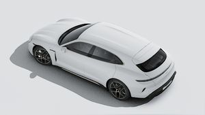 Aussenansicht von Taycan Turbo Sport Turismo von oben gesehen