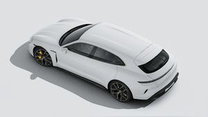 Aussenansicht von Taycan Turbo S Sport Turismo von oben gesehen