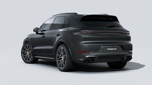 Exterior view of Cayenne S E-Hybrid Black Edition showing the back and left side of the car