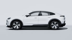 Exterior view of Cayenne Coupé Electric showing the left side of the car