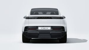 Exterior view of Cayenne Coupé Electric showing the rear of the car