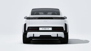 Exterior view of Cayenne Turbo Coupé Electric showing the rear of the car