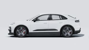 Exterior view of Macan GTS Electric showing the left side of the car