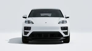 Exterior view of Macan Turbo Electric showing the front of the car