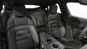 Interior view showing the front seats of Taycan