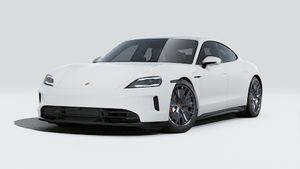 Exterior view of Taycan GTS showing the front and left side of the car