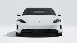 Exterior view of Taycan GTS showing the front of the car