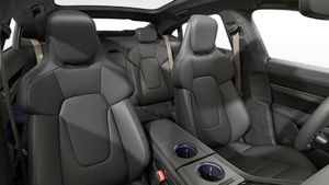 Interior view showing the front seats of Taycan Turbo S