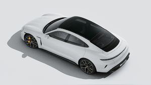 Exterior view of Taycan Turbo S seen from above