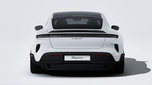 Exterior view of Taycan Turbo GT showing the rear of the car