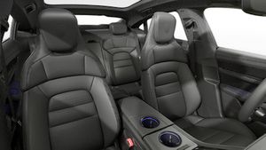 Interior view showing the front seats of Taycan 4S Black Edition