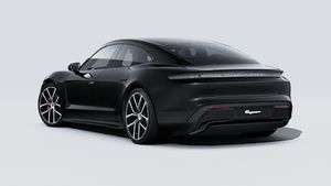 Exterior view of Taycan 4S Black Edition showing the back and left side of the car