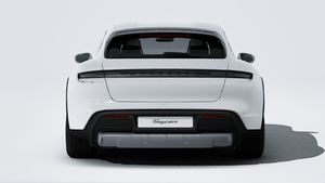 Exterior view of Taycan 4 Cross Turismo showing the rear of the car
