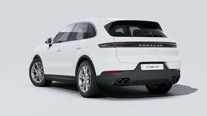 Exterior view of Cayenne S E-Hybrid showing the back and left side of the car