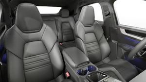 Interior view showing the front seats of Cayenne Coupé