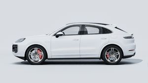 Exterior view of Cayenne Turbo E-Hybrid Coupé showing the left side of the car