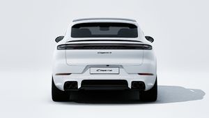 Exterior view of Cayenne S E-Hybrid Coupé Black Edition showing the rear of the car