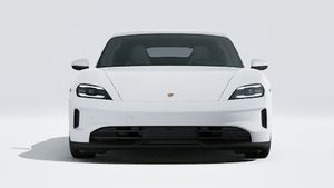 Exterior view of Taycan showing the front of the car