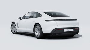 Exterior view of Taycan showing the back and left side of the car