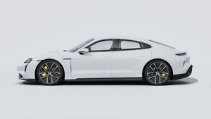 Exterior view of Taycan Turbo S showing the left side of the car