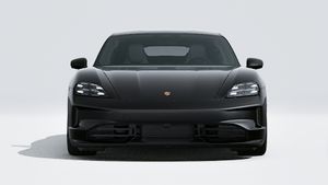 Exterior view of Taycan Black Edition showing the front of the car
