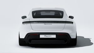 Exterior view of Taycan 4S Black Edition showing the rear of the car
