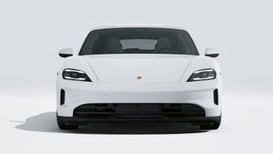 Exterior view of Taycan Sport Turismo showing the front of the car