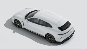 Exterior view of Taycan Turbo Sport Turismo seen from above