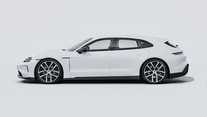Exterior view of Taycan Sport Turismo Black Edition showing the left side of the car