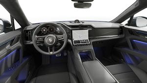Innenansicht mit Lenkrad und Armaturenbrett von Cayenne Turbo Coupé Electric