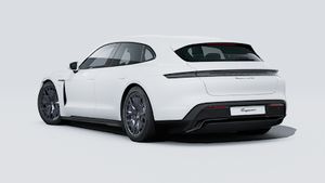 Außenansicht von Taycan GTS Sport Turismo mit der Rückseite und der linken Seite des Fahrzeugs