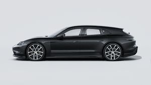 Die Außenansicht von Taycan Sport Turismo Black Edition zeigt die linke Seite des Fahrzeugs