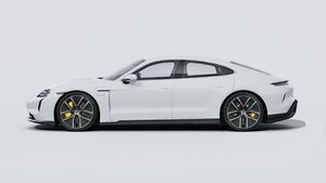 Eksteriørbillede af Taycan Turbo S der viser venstre side af bilen