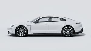 Eksteriørbillede af Taycan Black Edition der viser venstre side af bilen