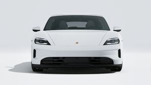 Eksteriørbillede af Taycan Sport Turismo der viser fronten af bilen