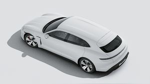 Eksteriørbillede af Taycan 4S Sport Turismo set fra oven