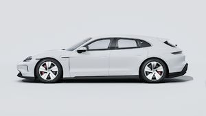 Eksteriørbillede af Taycan 4S Sport Turismo der viser venstre side af bilen