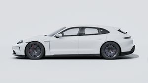 Eksteriørbillede af Taycan GTS Sport Turismo der viser venstre side af bilen