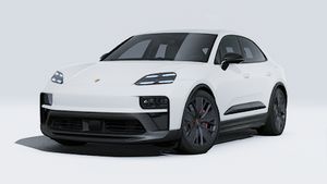 Vista exterior de Macan GTS Electric mostrando la parte delantera y el lado izquierdo del coche