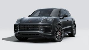 Cayenne S E-Hybrid Black Edition välisvaade, auto esiosa ja vasakpoolne külg.