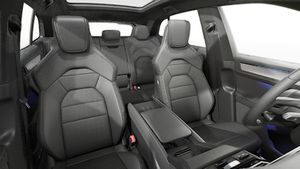 Interior view showing the front seats of Cayenne Electric