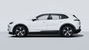 Exterior view of Cayenne S Electric showing the left side of the car