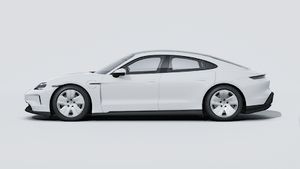 Exterior view of Taycan showing the left side of the car
