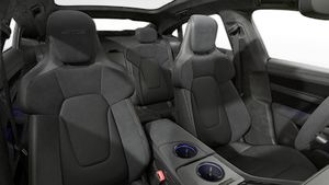 Interior view showing the front seats of Taycan GTS