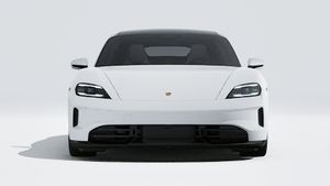 Exterior view of Taycan GTS showing the front of the car