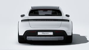 Exterior view of Taycan 4S Cross Turismo showing the rear of the car