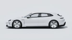 Ulkonäkymä Taycan Sport Turismo , jossa näkyy auton vasen puoli.