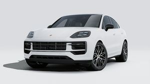 Vue extérieure de Cayenne Coupé Black Edition montrant l'avant et le côté gauche de la voiture