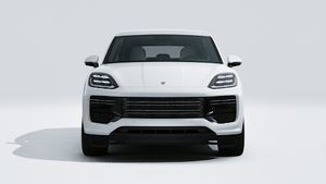 Exterior view of Cayenne Turbo E-Hybrid showing the front of the car
